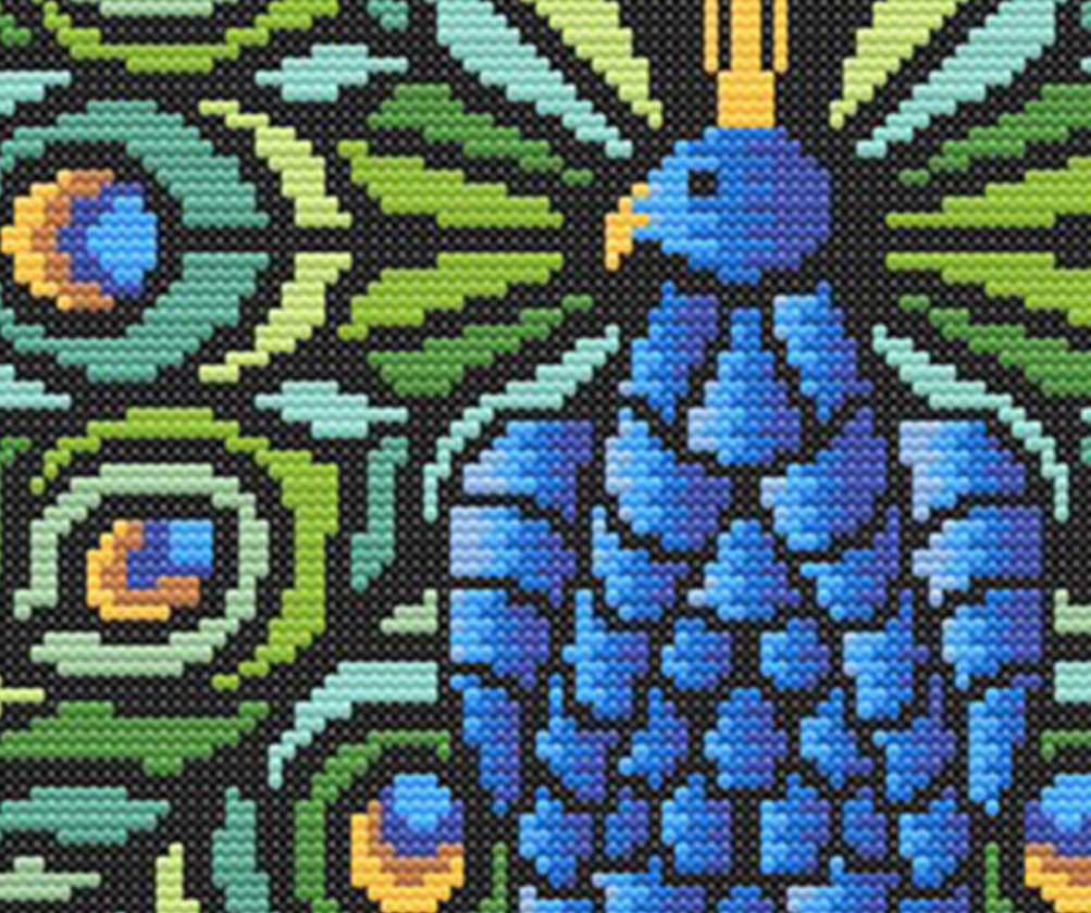 Peacock Mosaic Cross Stitch Pattern