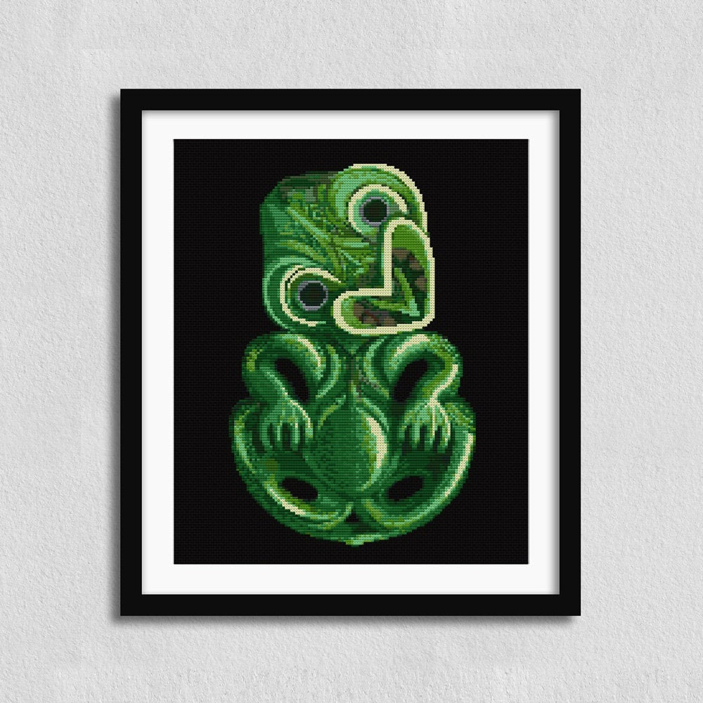 Hei Tiki Cross Stitch Pattern digital PDF cross stitch pattern preview by Stitch Junction
