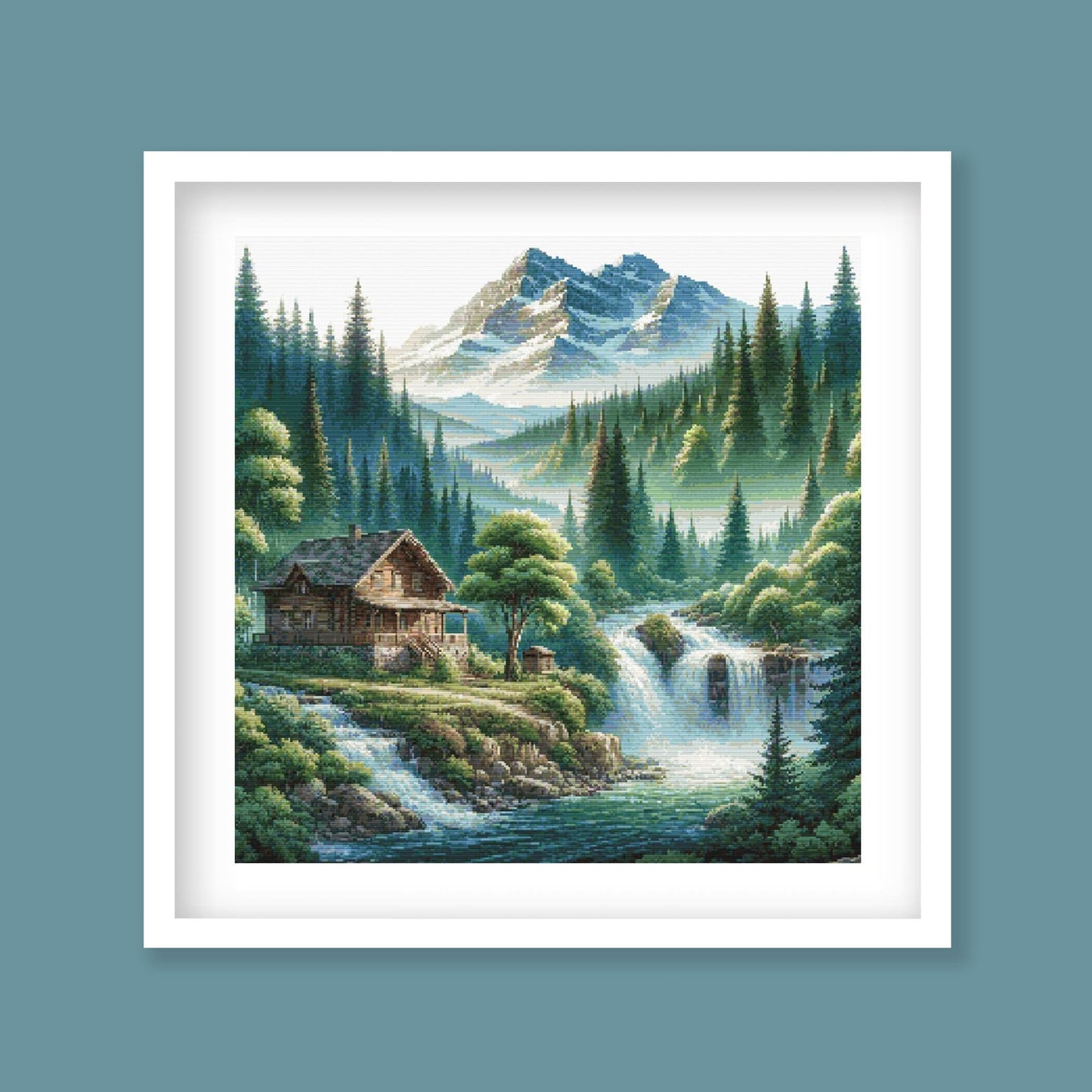 Mountain Cabin Retreat Cross Stitch Pattern digital PDF cross stitch pattern preview by Stitch Junction