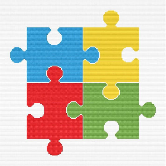 Colorful Jigsaw Puzzle Piece Cross Stitch Pattern - digital cross stitch pattern by Stitch Junction