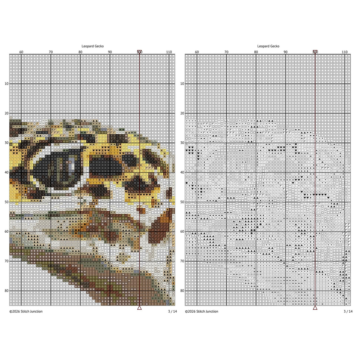 Leopard Gecko cross stitch pattern - leopard gecko botanical PDF, view 6
