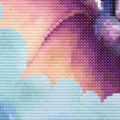 Close up of the baby dragon wing, showing detail and the stitches.