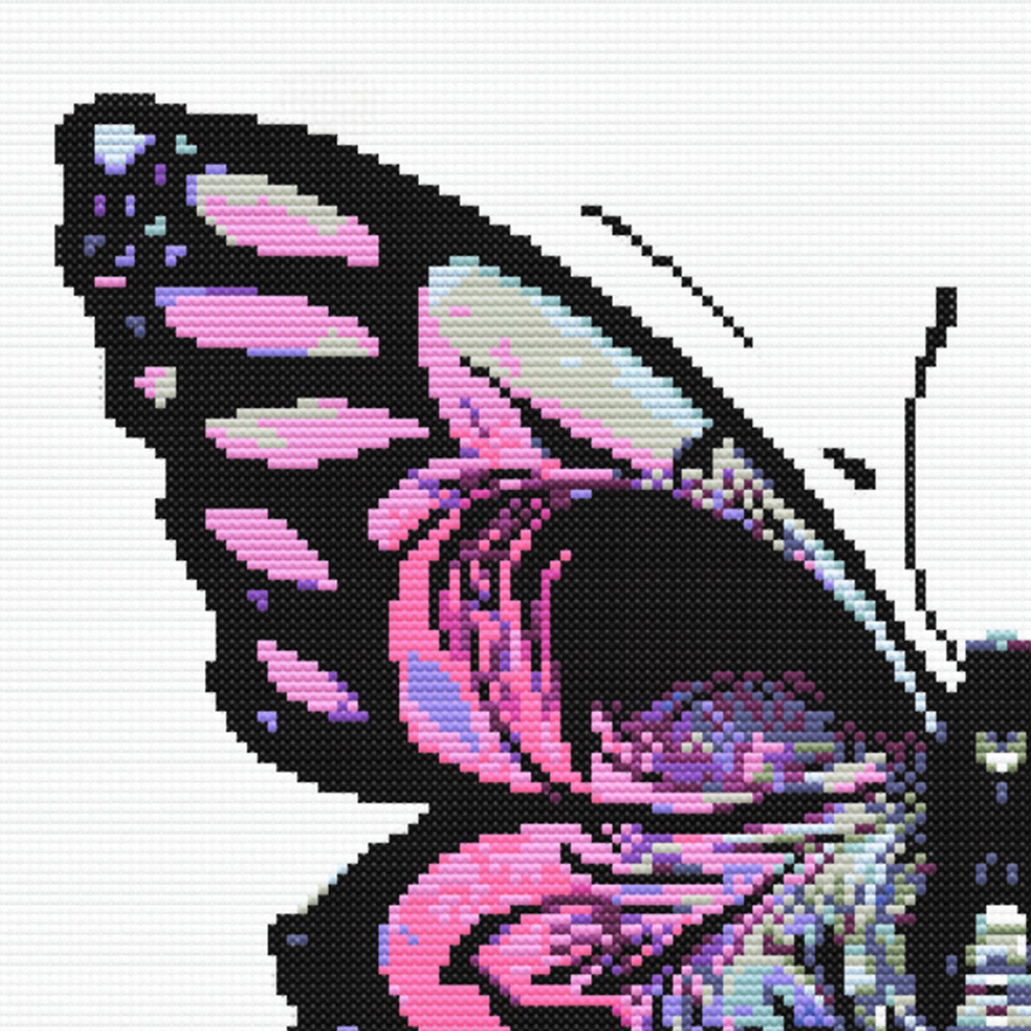 Multicolor Butterfly Skull Cross Stitch Pattern