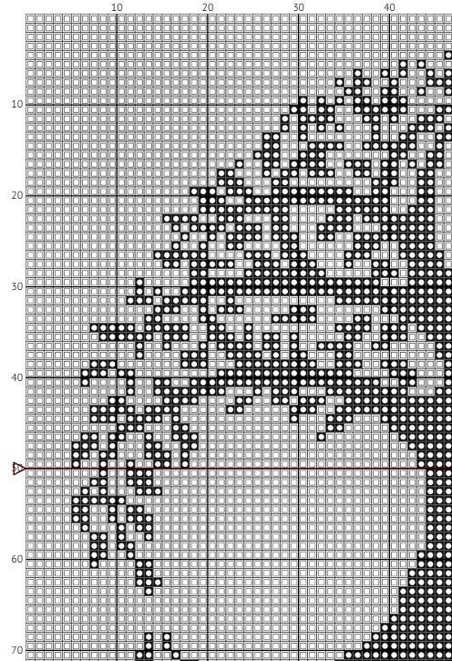 Celtic Tree of Life Cross Stitch Pattern detail showing the black and white branch and knotwork structure for stitching reference.