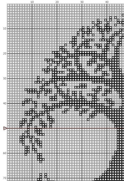 Celtic Tree of Life Cross Stitch Pattern detail showing the black and white branch and knotwork structure for stitching reference.