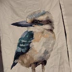 Finished kookaburra cross stitch stitched by Katherine