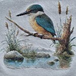 Finished kingfisher cross stitch stitched by a Stitch Junction customer