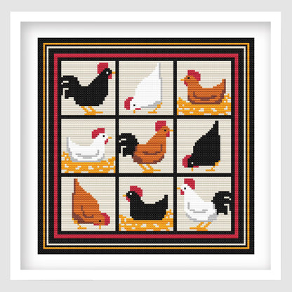 Farmhouse Chicken Cross Stitch Pattern