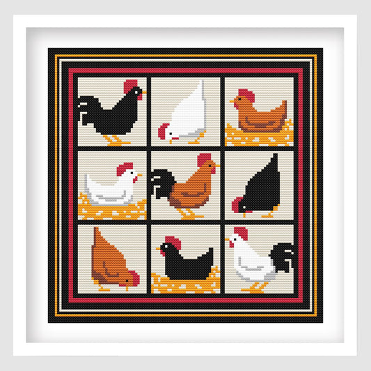Farmhouse Chicken Cross Stitch Pattern