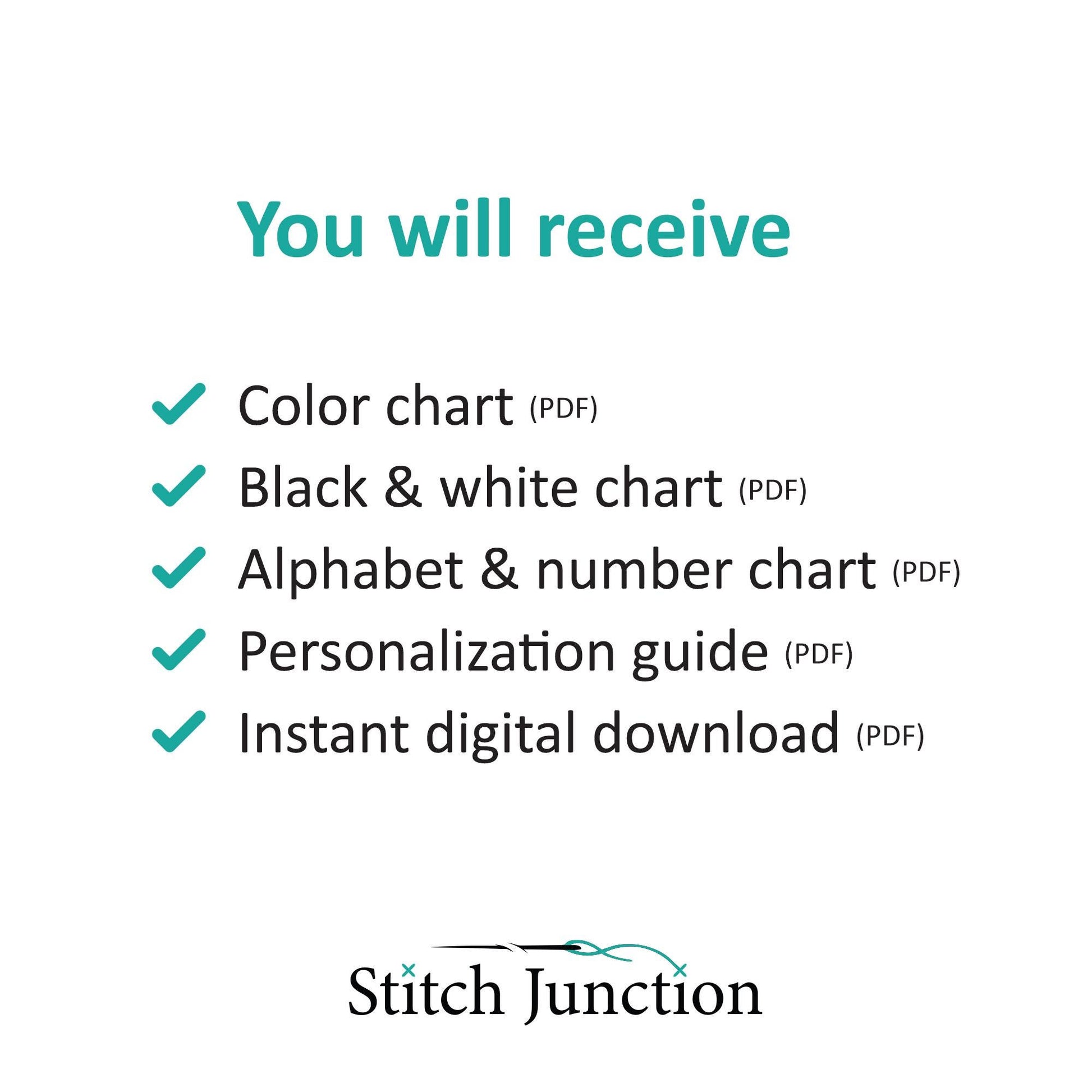 February Birth Flower Cross Stitch Pattern preview showing what is included in the digital PDF download.