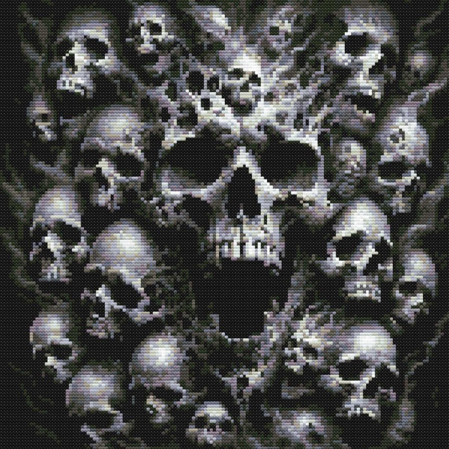 Skull Cross Stitch Pattern, Gothic Skulls in the Shadows, Dark Horror Embroidery.