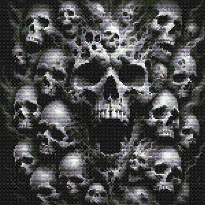 Skull Cross Stitch Pattern, Gothic Skulls in the Shadows, Dark Horror Embroidery.