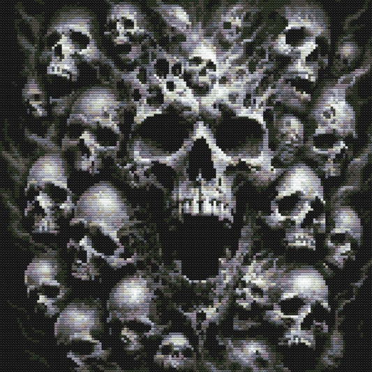 Skull Cross Stitch Pattern, Gothic Skulls in the Shadows, Dark Horror Embroidery.