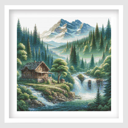 Mountain Cabin Retreat Cross Stitch Pattern