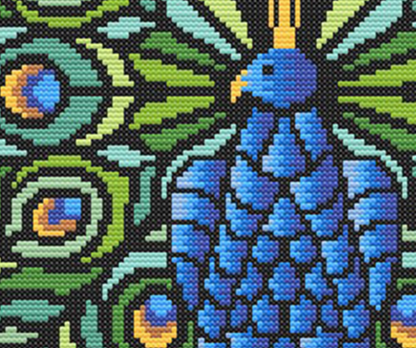 Peacock Mosaic Cross Stitch Pattern