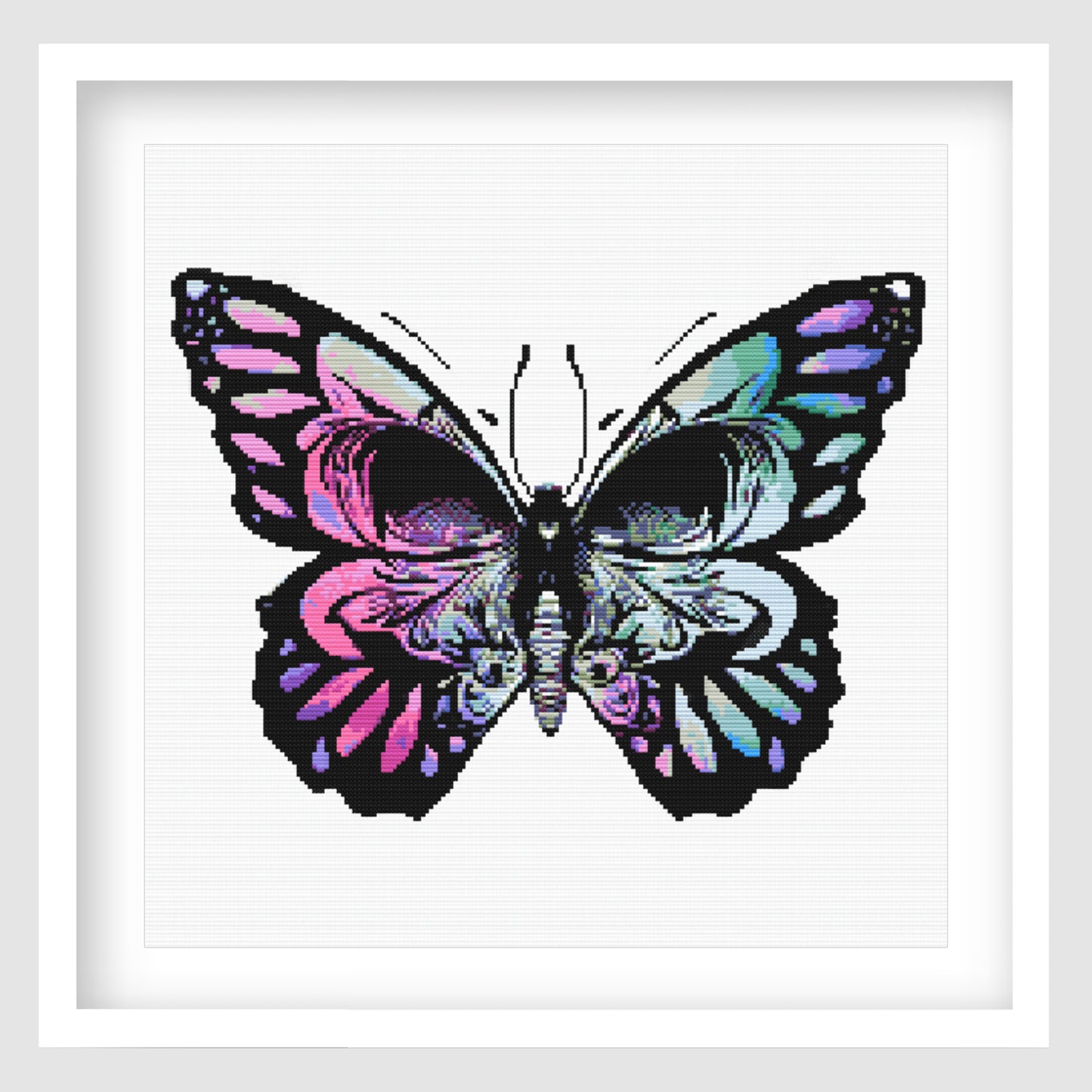 Multicolor Butterfly Skull Cross Stitch Pattern