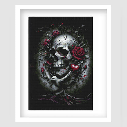 Gothic Skull and Roses Cross Stitch Pattern