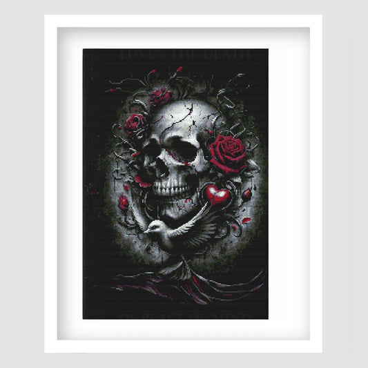 Gothic Skull and Roses Cross Stitch Pattern