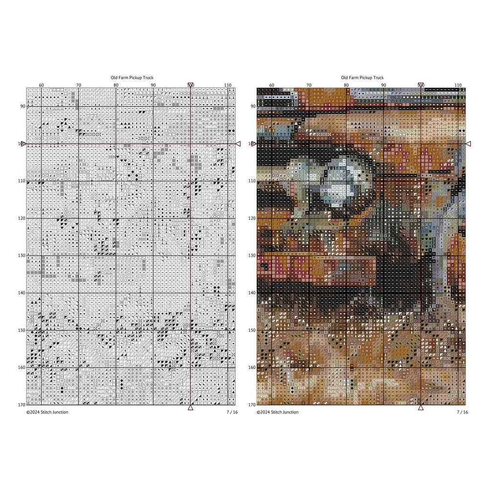 a preview of the chart used to stitch the vintage rustice farm pick up truck.
