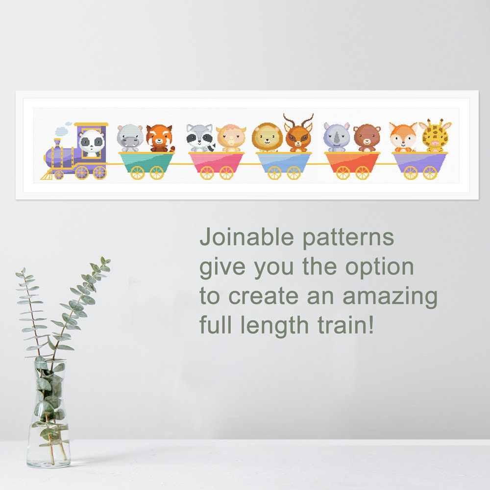 Animal Train Cross Stitch Pattern Set tips image showing guidance for completing the digital PDF pattern.