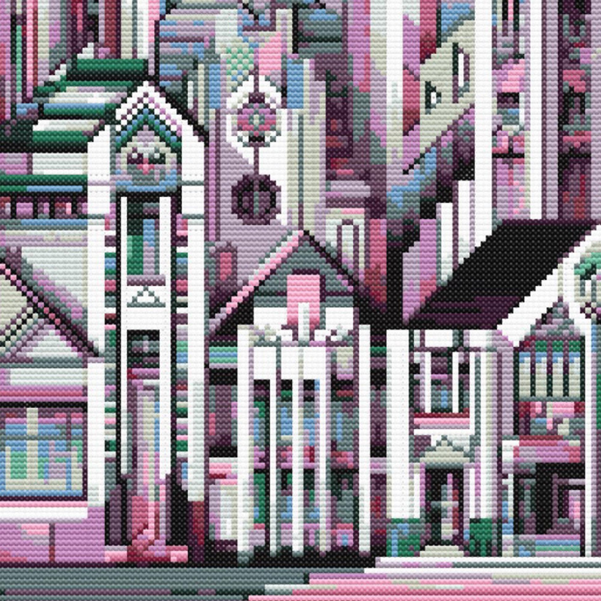 Art Deco City Cross Stitch Pattern, Geometric Skyline Embroidery - digital cross stitch pattern by Stitch Junction
