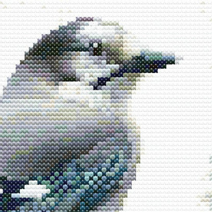 Canada Jay Cross Stitch Pattern, close up of the birds head