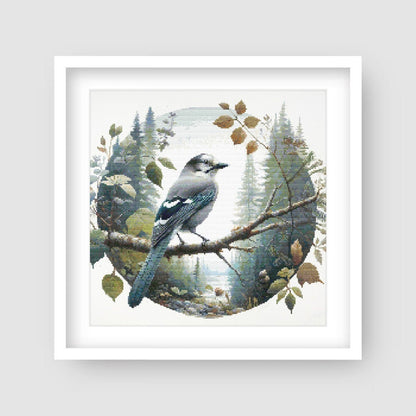 Canada Jay Cross Stitch Pattern, Gray Jay Bird Embroidery, Whiskey Jack 