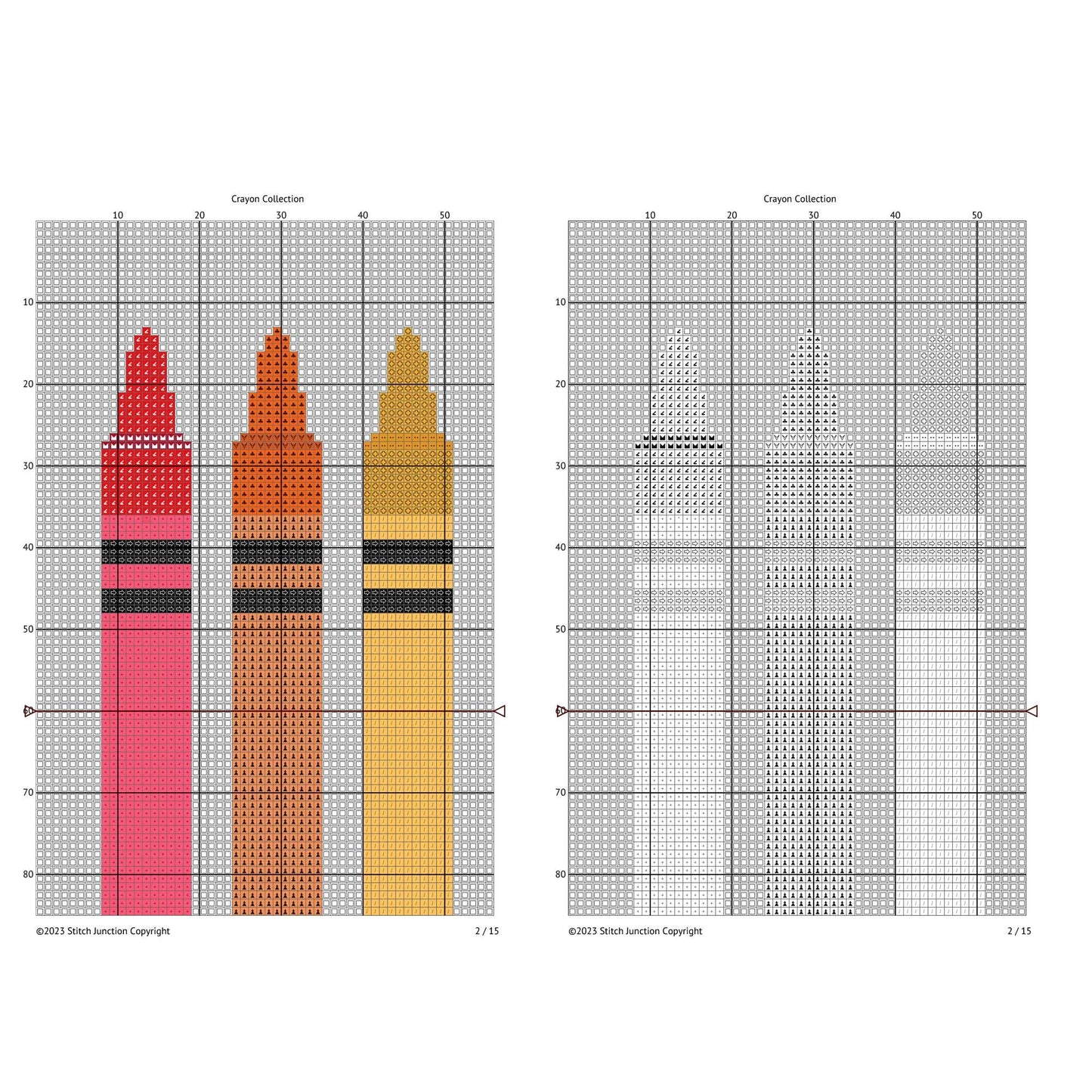 Crayon Cross Stitch Pattern, Easy Teacher Cross Stitch Pattern - digital cross stitch pattern by Stitch Junction