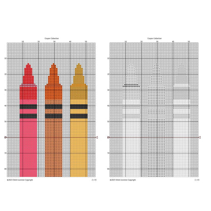 Crayon Cross Stitch Pattern, Easy Teacher Cross Stitch Pattern - digital cross stitch pattern by Stitch Junction