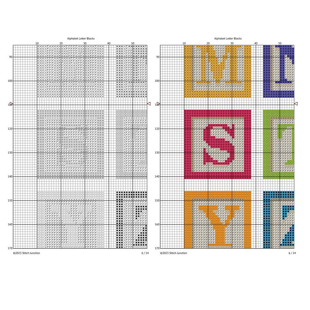 Alphabet Block Letters Cross Stitch Pattern, Alphabet Letter Set, Instant Download - digital cross stitch pattern by Stitch Junction