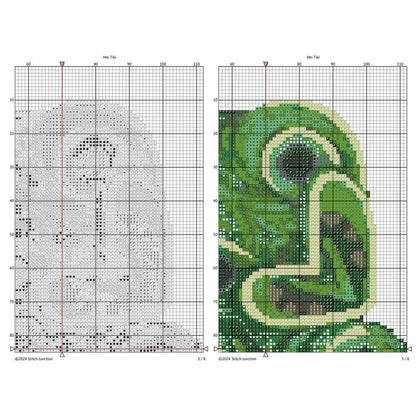 Hei Tiki Cross Stitch Pattern, New Zealand Maori Hei Tiki Embroidery Pattern - digital cross stitch pattern by Stitch Junction