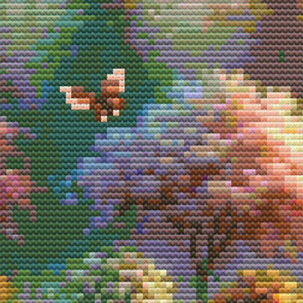 Sunrise Garden Stitch Pattern, Serene Landscape Cross Stitch Pattern - digital cross stitch pattern by Stitch Junction