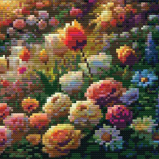 Sunrise Garden Stitch Pattern, Serene Landscape Cross Stitch Pattern - digital cross stitch pattern by Stitch Junction
