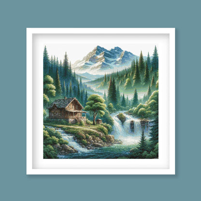 Mountain Cabin Retreat Cross Stitch Pattern digital PDF cross stitch pattern preview by Stitch Junction