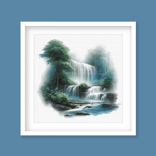Misty Waterfall Cross Stitch Pattern - PDF Pattern - Etsy image 1