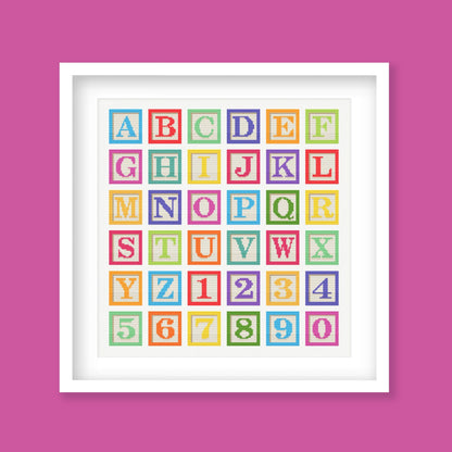 Alphabet Block Letters Cross Stitch Pattern digital PDF cross stitch pattern preview by Stitch Junction