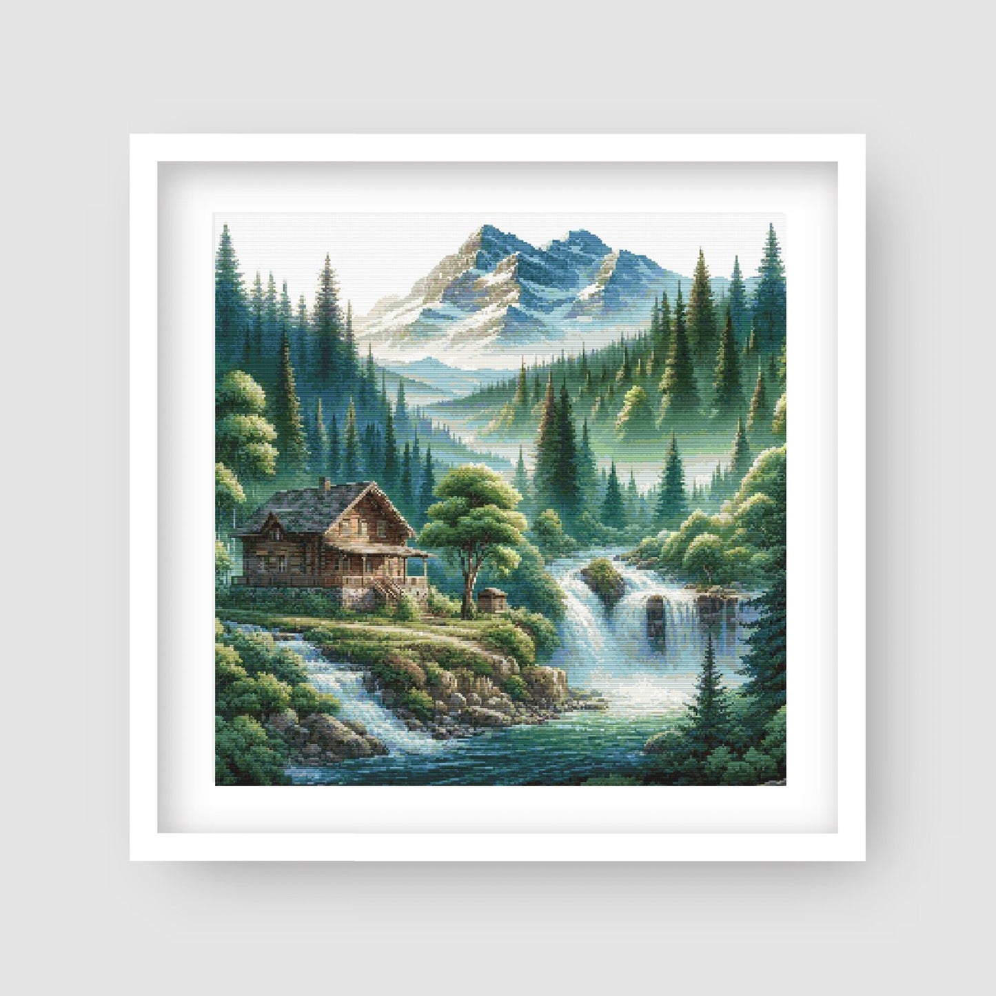 Mountain Cabin Retreat Cross Stitch Pattern - digital cross stitch pattern by Stitch Junction