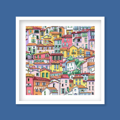 Vibrant Cityscape Cross Stitch Pattern - Etsy image 1