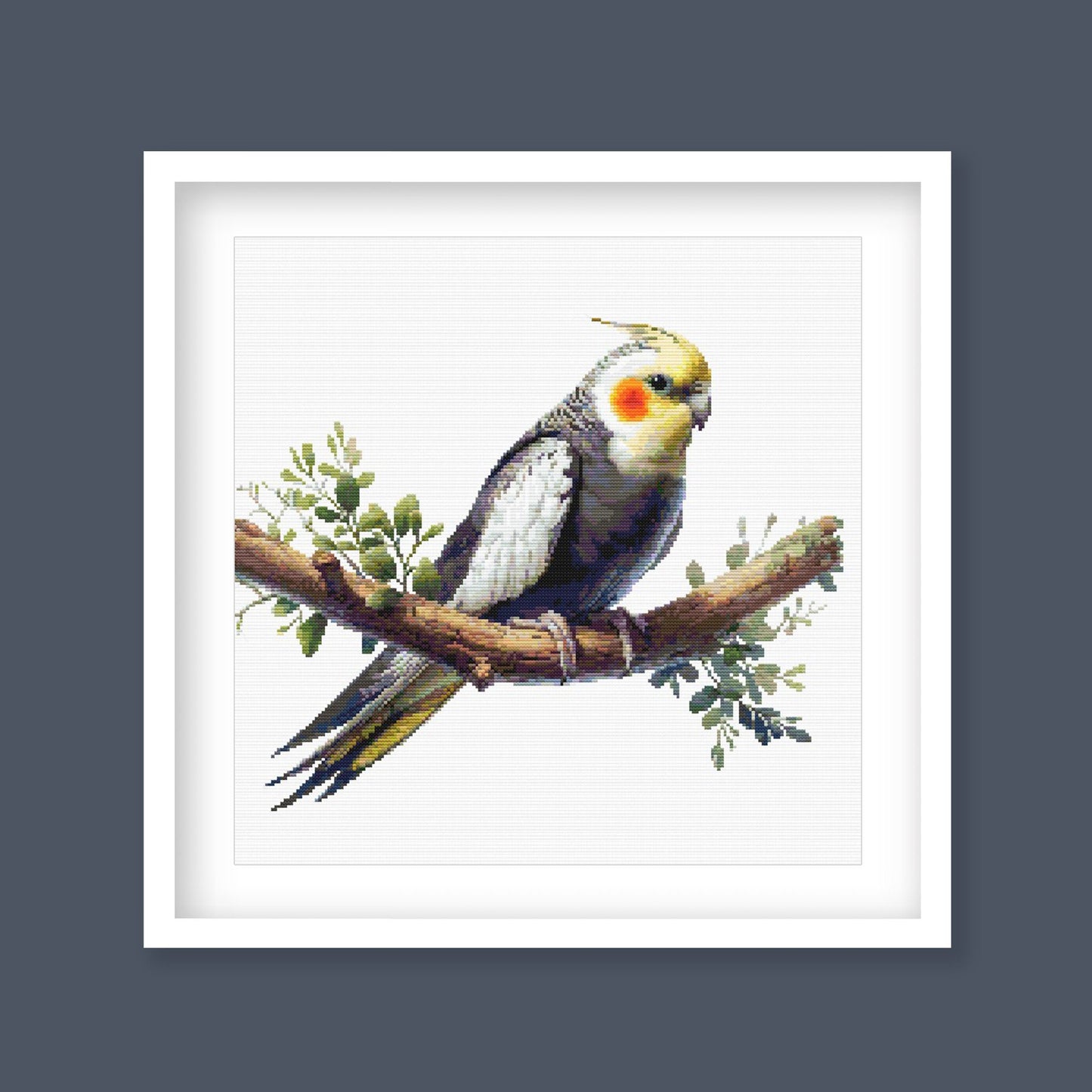 Cockatiel Cross Stitch Pattern digital PDF cross stitch pattern preview by Stitch Junction