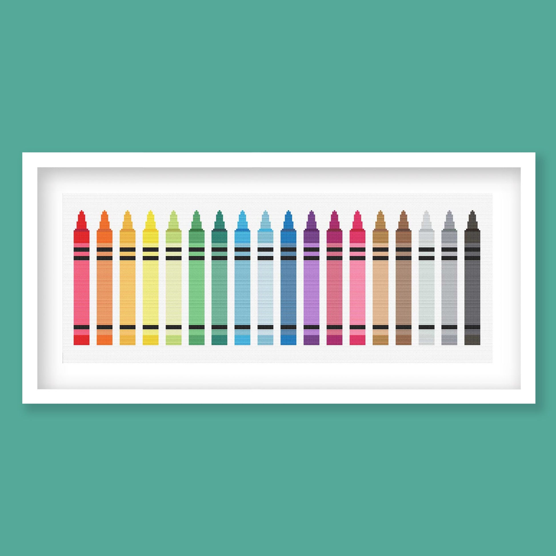 Crayon Cross Stitch Pattern, Easy Teacher Cross Stitch Pattern digital PDF cross stitch pattern preview by Stitch Junction