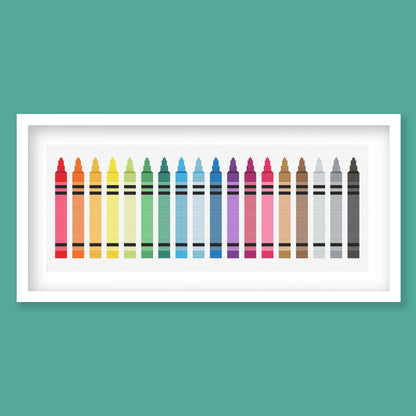 Crayon Cross Stitch Pattern, Easy Teacher Cross Stitch Pattern digital PDF cross stitch pattern preview by Stitch Junction