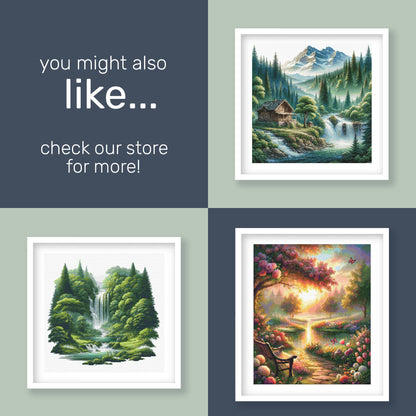 Mountain River Cross Stitch Pattern – Peaceful Forest Landscape Embroidery Chart (Digital Download) - Etsy image 8