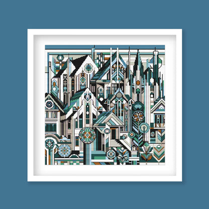 Geometric City Cross Stitch Pattern - PDF Pattern - Etsy image 1