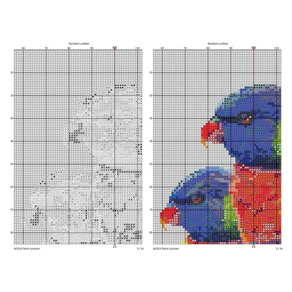 Rainbow Lorikeet Cross Stitch Pattern - digital cross stitch pattern by Stitch Junction