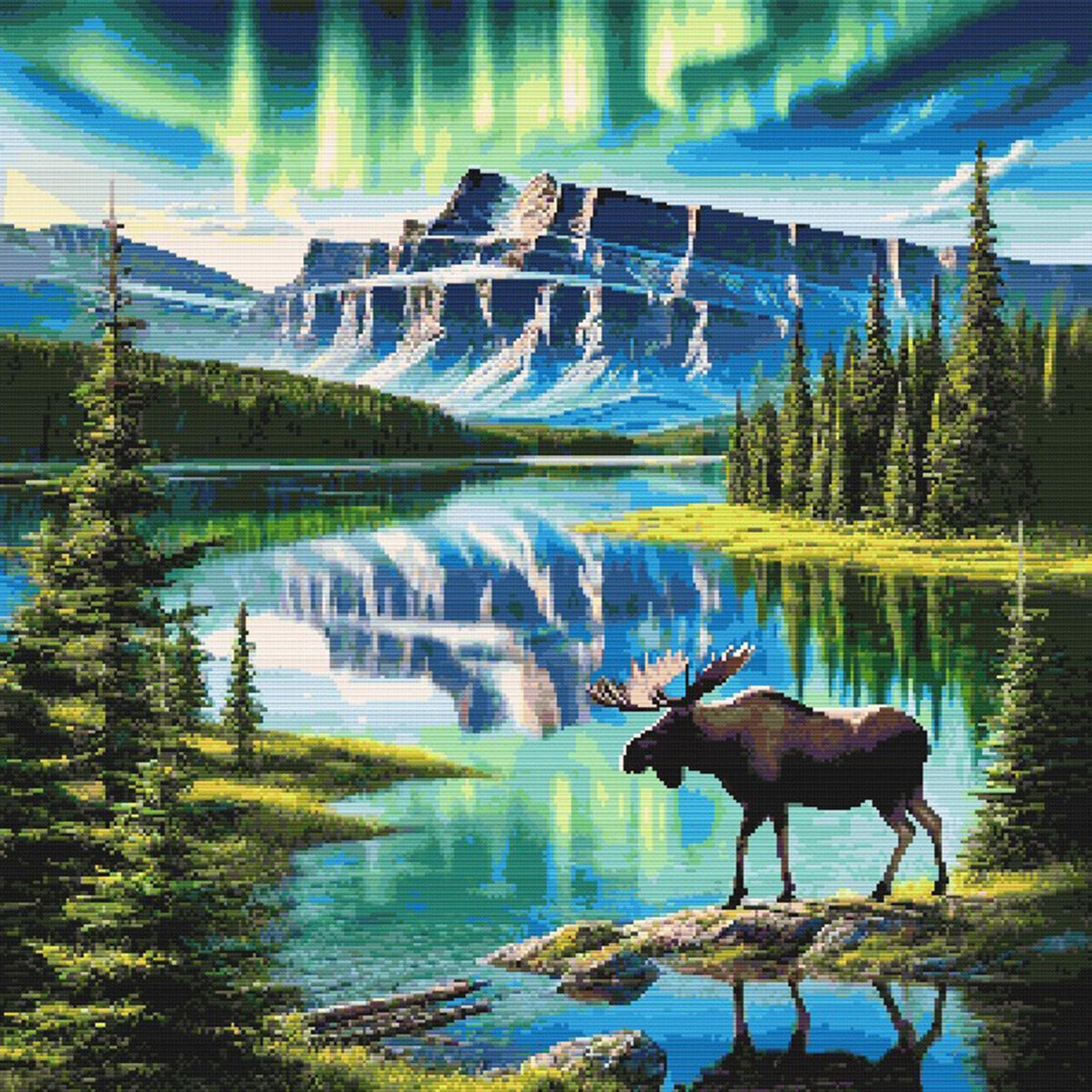 Northern Lights Moose Cross Stitch Pattern - PDF Pattern - Etsy image 5