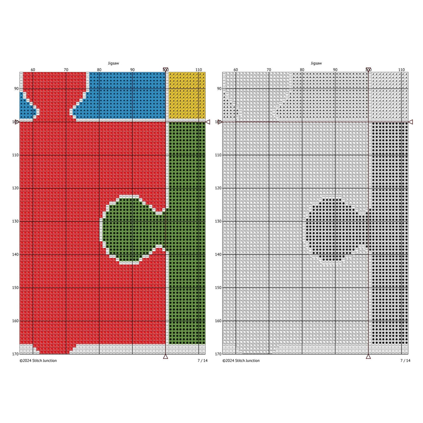 Colorful Jigsaw Puzzle Piece Cross Stitch Pattern - digital cross stitch pattern by Stitch Junction