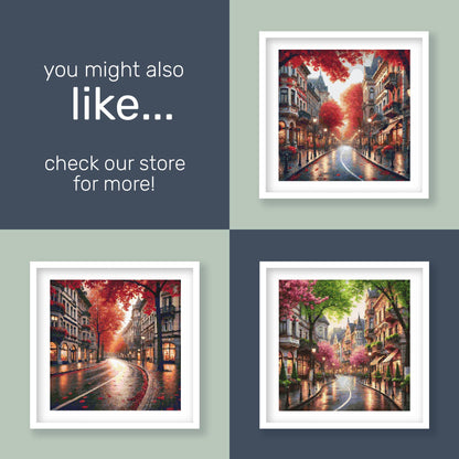 Cityscape Spring Lane Cross Stitch Pattern – Vibrant Pink Trees and Charming Street Scene Embroidery Pattern. Digital PDF Download. - Etsy image 7