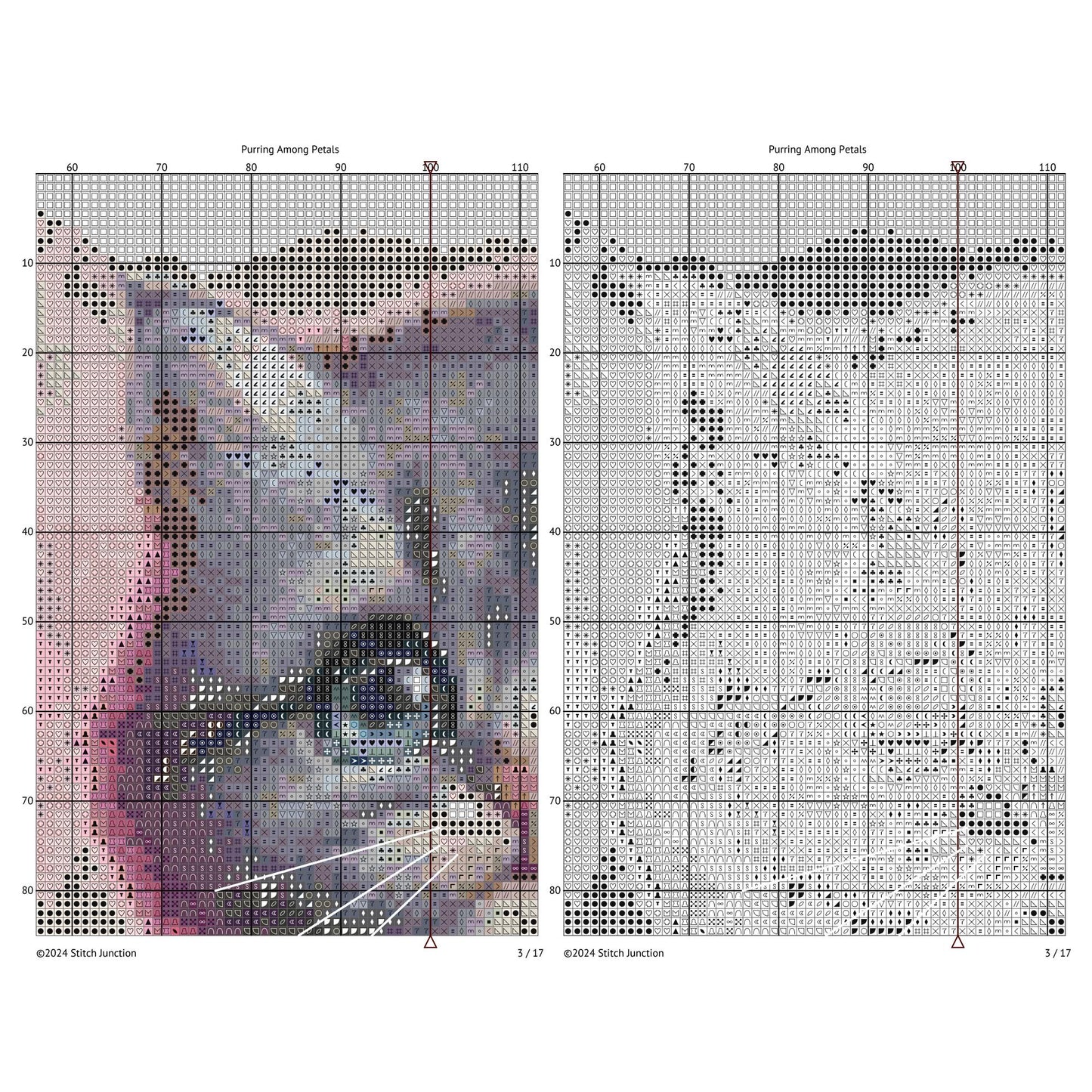 Floral Kitten Cross Stitch Pattern: Watercolor Cat Embroidery - digital cross stitch pattern by Stitch Junction