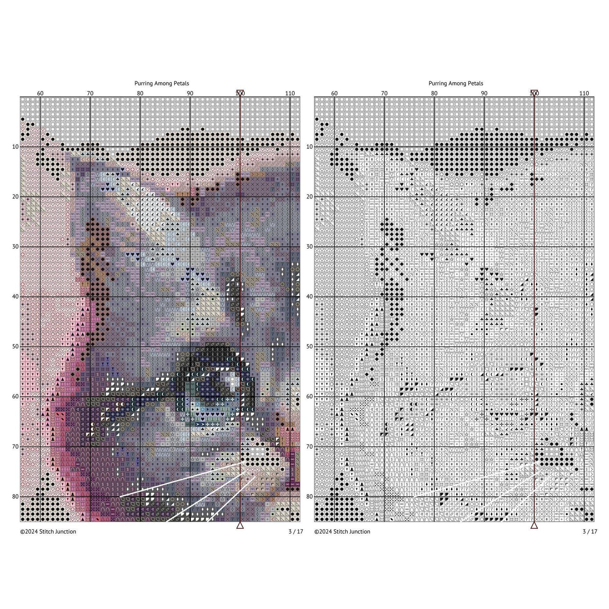 Floral Kitten Cross Stitch Pattern: Watercolor Cat Embroidery - digital cross stitch pattern by Stitch Junction