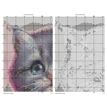 Floral Kitten Cross Stitch Pattern: Watercolor Cat Embroidery - digital cross stitch pattern by Stitch Junction